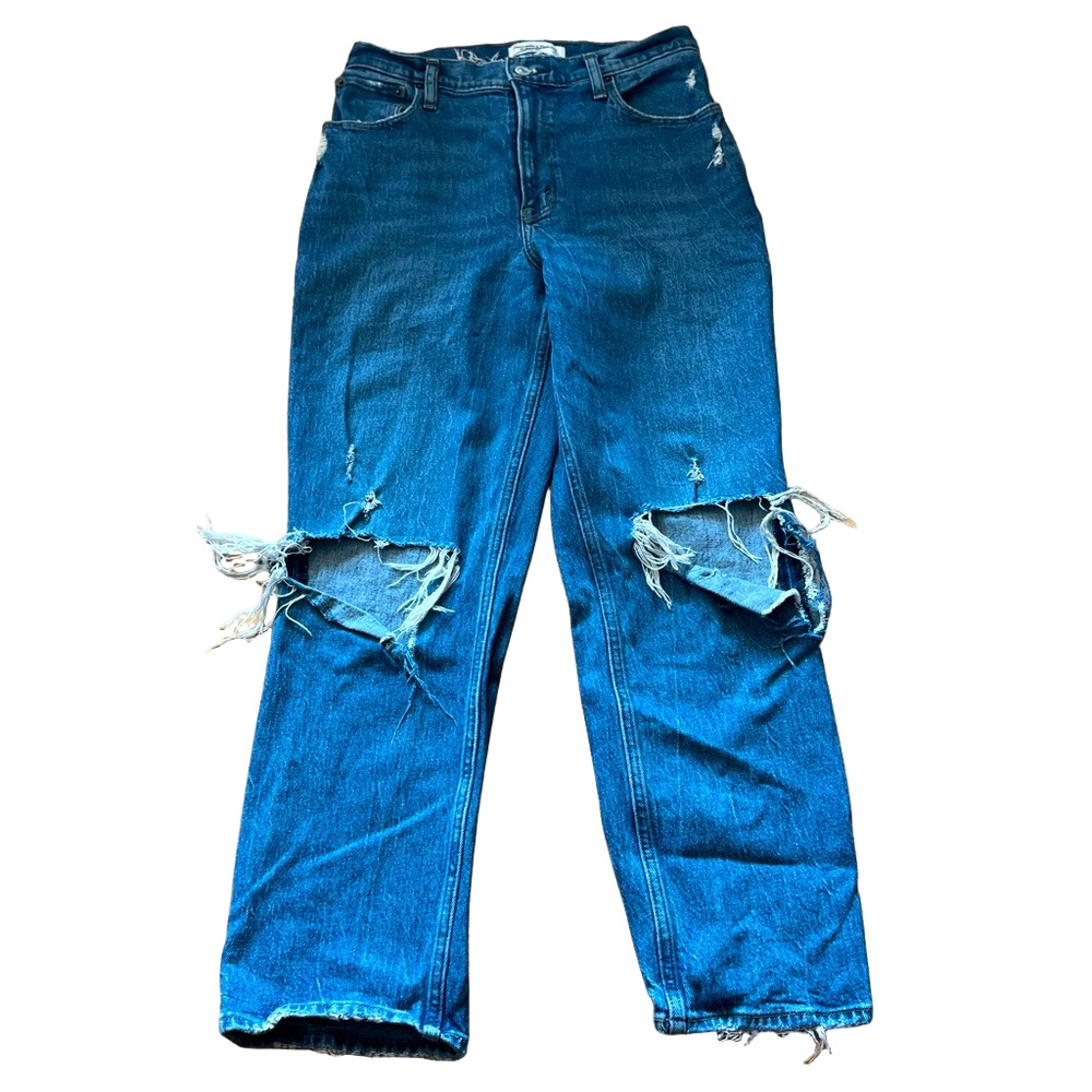 Abercrombie and Fitch Distressed Blue Ankle Jeans